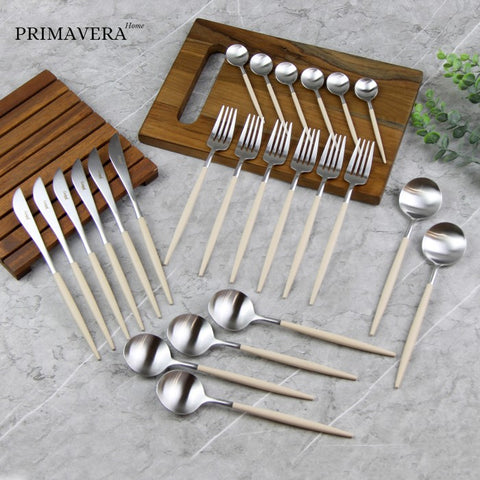 Cutipol Portugal GOA Silver Ivory 24pcs set ( Made in Portugal )