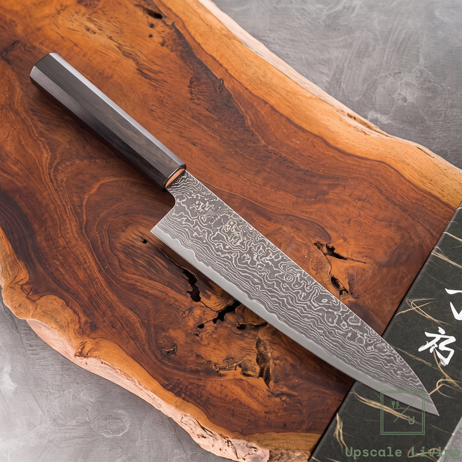 Pisau Dapur Jepang Hatsukokoro Ryuhyo Kurozome SG2 Damascus Gyuto 240mm