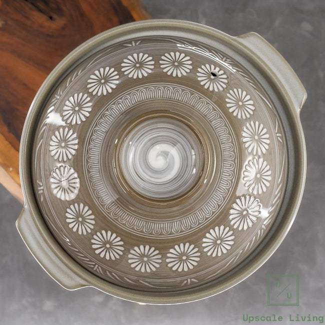 Japan Ceramic Hot Pot Donabe Caserole Nabemono GINPO Hanamishima No.6