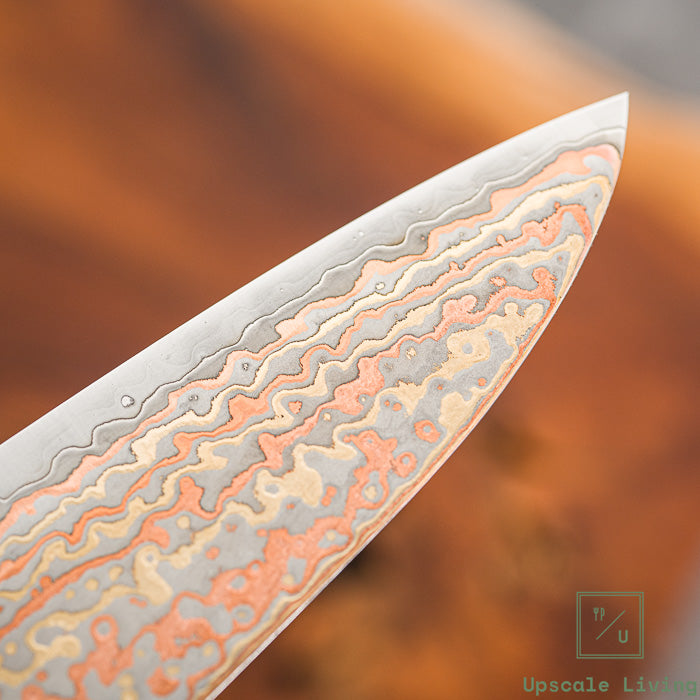 Pisau Dapur Jepang Hatsukokoro Hinotori V-Toku2 Rainbow Damascus Gyuto 210mm