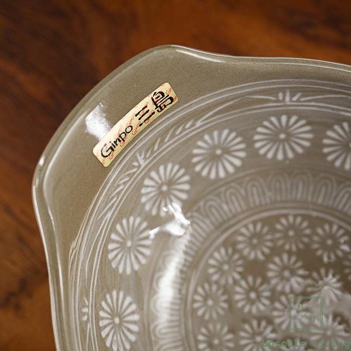 Ginpo Hana-Mishima Bankoyaki Tonsui Bowl Large White