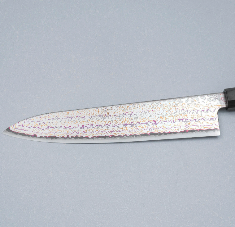 Pisau Dapur Jepang HATSUKOKORO Kujaku V-Toku2 Rainbow Damascus Gyuto 210mm
