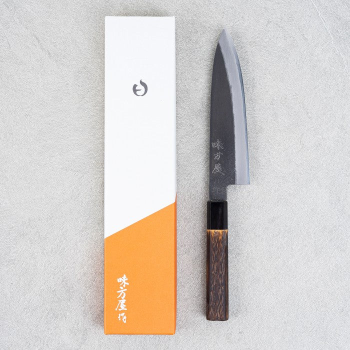 Japanese Knife Mutsumi Hinoura Shirogami#2 SS Kuro-Nashiji Petty 150mm