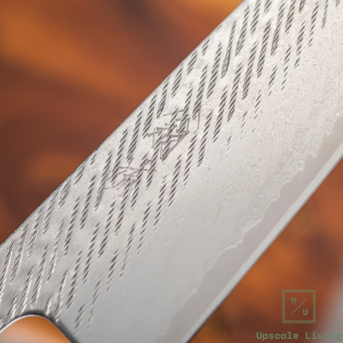 Pisau Dapur Jepang OUL Ginsan Silver #3 Damascus Nawame Gyuto 210mm Oak Handle Gyuto