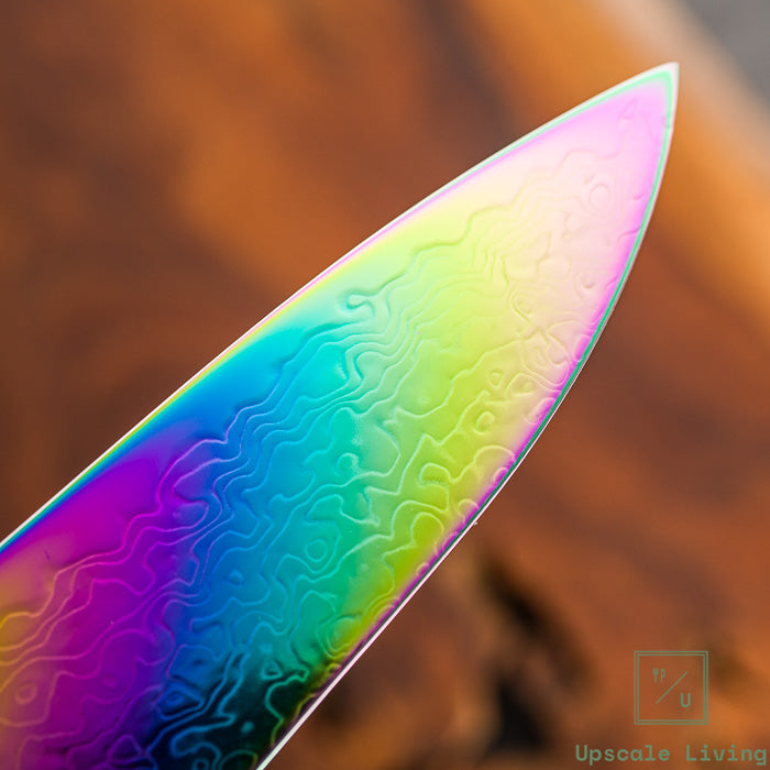 Pisau Dapur Jepang Hatsukokoro Ryuhyo Rainbow Coating SG2 Damascus Gyuto210mm