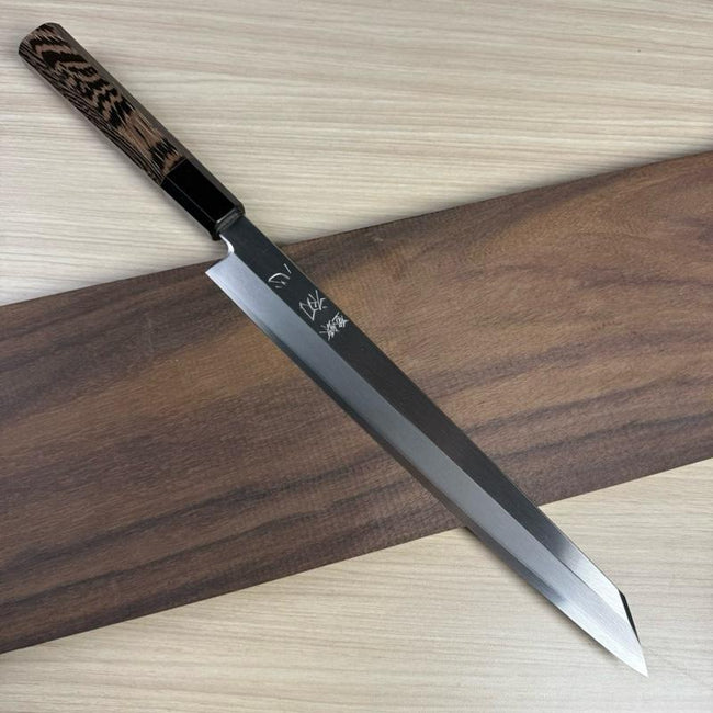 Japanese Knife Hatsukokoro Shirasagi Silver #3 Migaki Kiritsuke Yanagiba 270mm