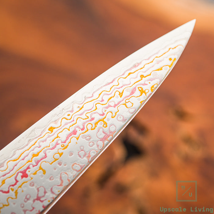 Pisau Dapur Jepang Hatsukokoro Kujaku V-Toku2 Rainbow Damascus Sujihiki270mm
