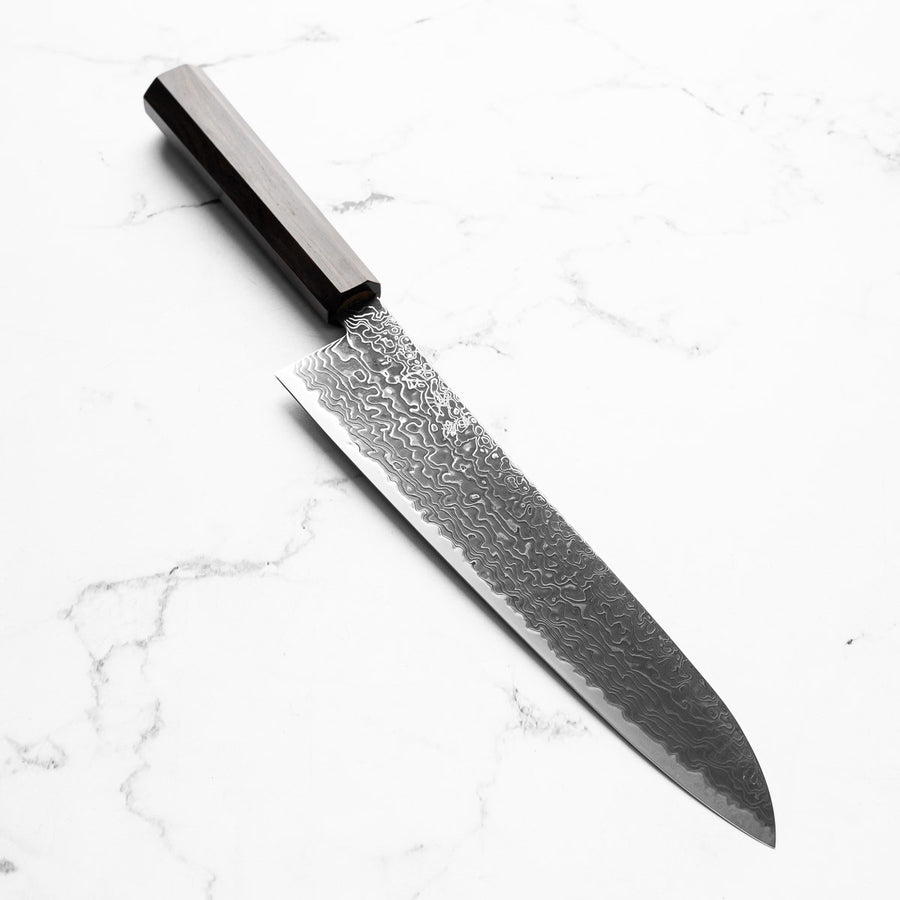 Pisau Dapur Jepang Hatsukokoro Ryuhyo Kurozome SG2 Damascus Gyuto 240mm