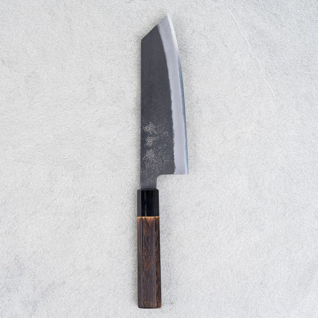 Japanese Knife Mutsumi Hinoura Shirogami#2 SS Kuro-Nashiji Bunka 180mm
