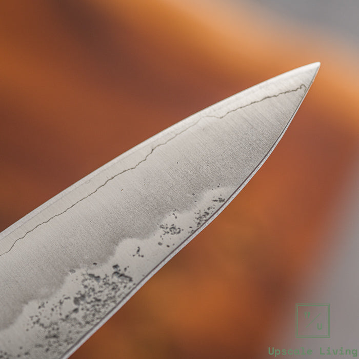 Pisau Dapur Jepang OUL Ginsan Silver#3 Nashiji Petty 135mm Dark Brown Handle
