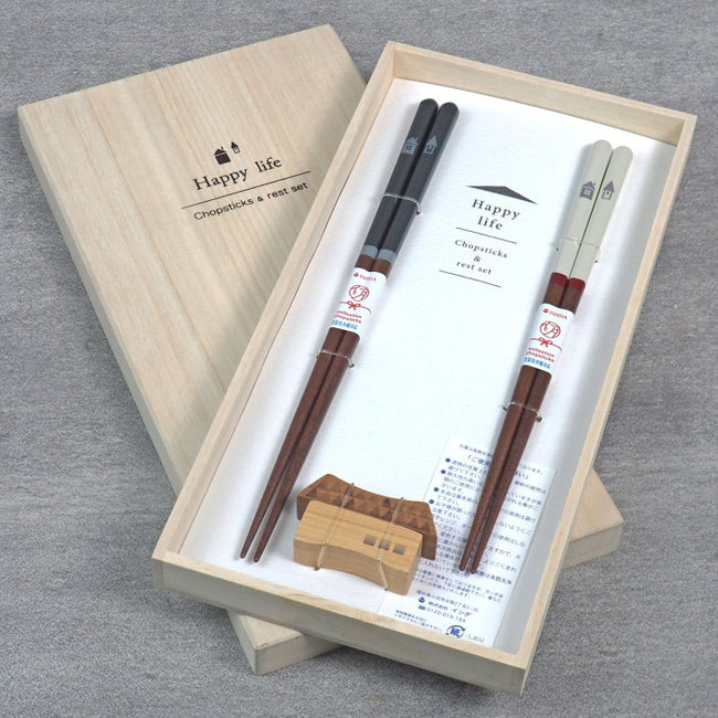 Sumpit Jepang Ishida Gift Set Paulownia Box - 2 Pairs Sumpit & Rest