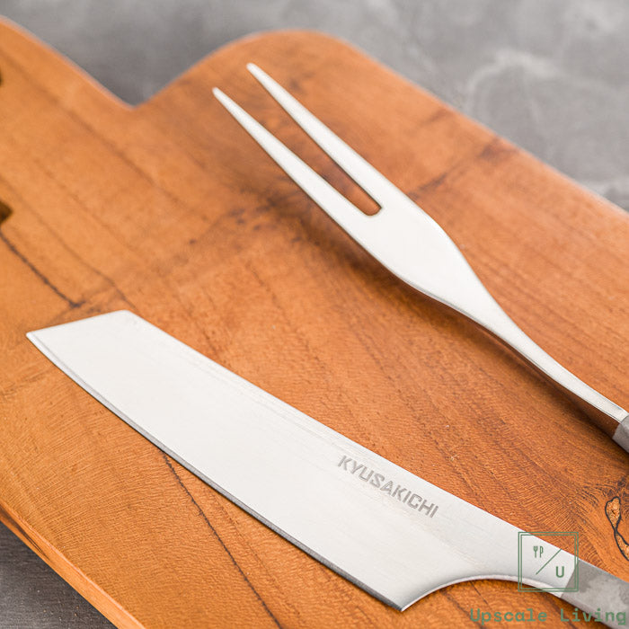 Steak Knife Fork set  AUS8 Yoshida Hamono Silver Plain