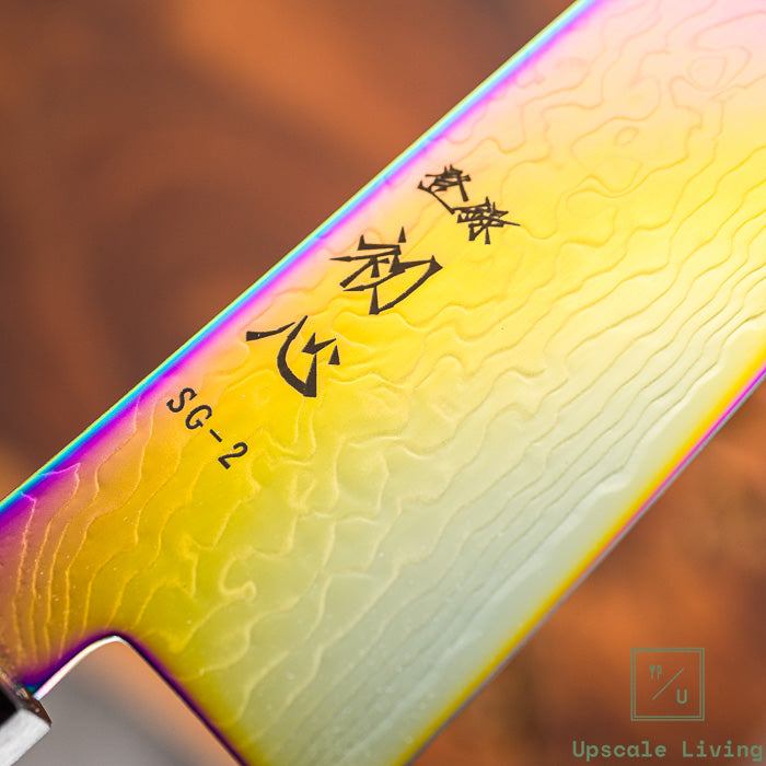 Pisau Dapur Jepang Hatsukokoro Ryuhyo Rainbow Coating SG2 Damascus Bunka 180mm