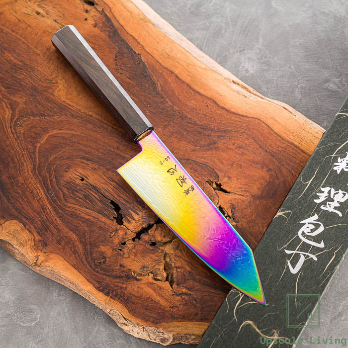 Pisau Dapur Jepang Hatsukokoro Ryuhyo Rainbow Coating SG2 Damascus Bunka 180mm