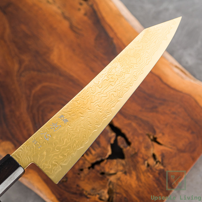 Pisau Dapur Jepang Hatsukokoro Ryuhyo Gold coating  SG2 Damascus Kiritsuke Gyuto210mm