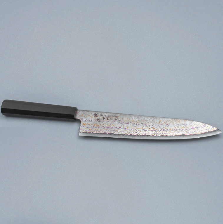 Pisau Dapur Jepang HATSUKOKORO Kujaku V-Toku2 Rainbow Damascus Gyuto 210mm