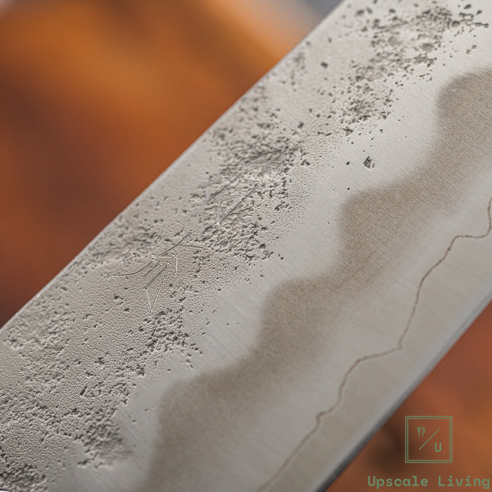 Pisau Dapur Jepang OUL Ginsan Silver#3 Nashiji  Gyuto 210mm Black Oak Handle