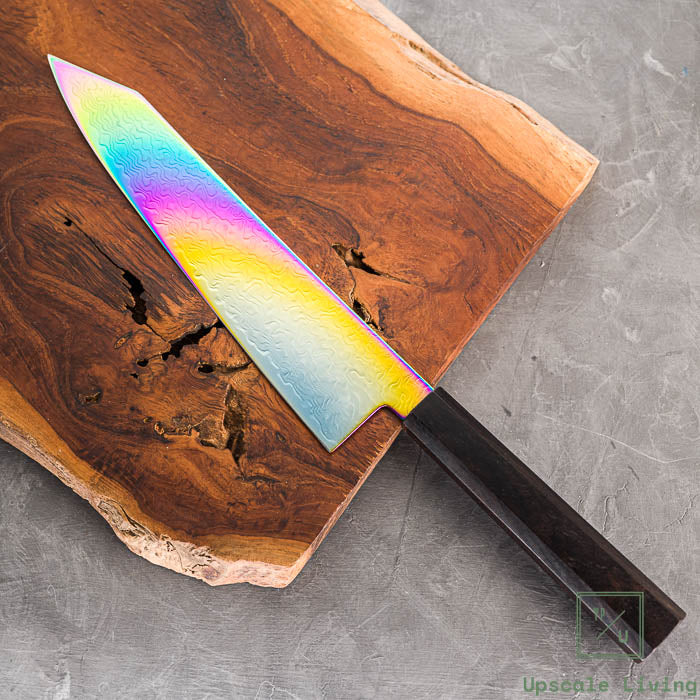 Pisau Dapur Jepang Hatsukokoro Ryuhyo Rainbow Coating SG2 Damascus Kiritsuke Gyuto210mm