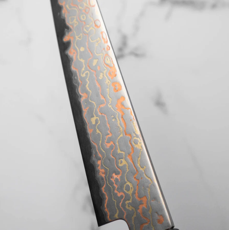 Pisau Dapur Jepang Hatsukokoro Hinotori V-Toku2 Rainbow Damascus Petty 150mm