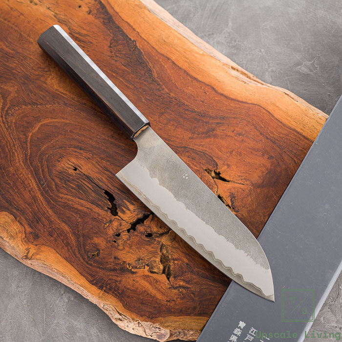 Pisau Dapur Jepang Nigara Hamono Aogami super steel Tsuchime Santoku180mm