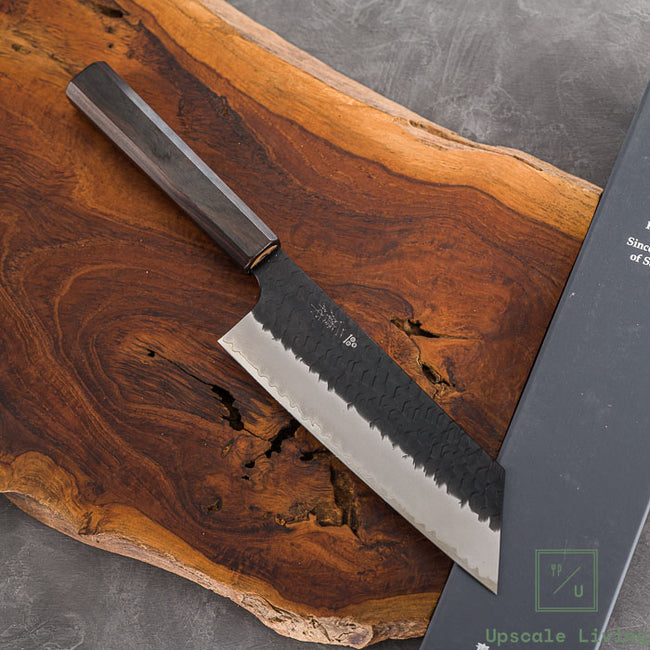 Pisau Dapur Jepang Nigara Hamono SG2 Kurouchi Tsuchime Kiritsuke Nakiri 180mm