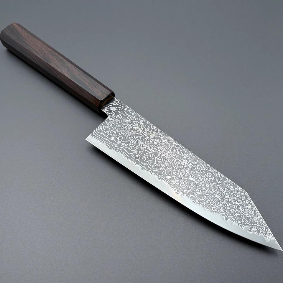 Pisau Jepang Hatsukokoro Ryuhyo Kurozome SG2 Damascus Bunka 180mm