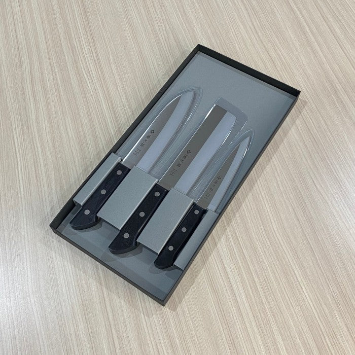 Pisau Dapur Jepang Tojiro Gift Set 3pcs TBS-300 Gyuto 200mm Nakiri 165mm and Petty 135mm