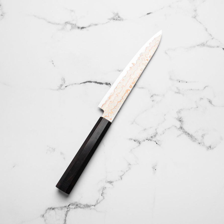 Pisau Dapur Jepang Hatsukokoro Hinotori V-Toku2 Rainbow Damascus Petty 150mm