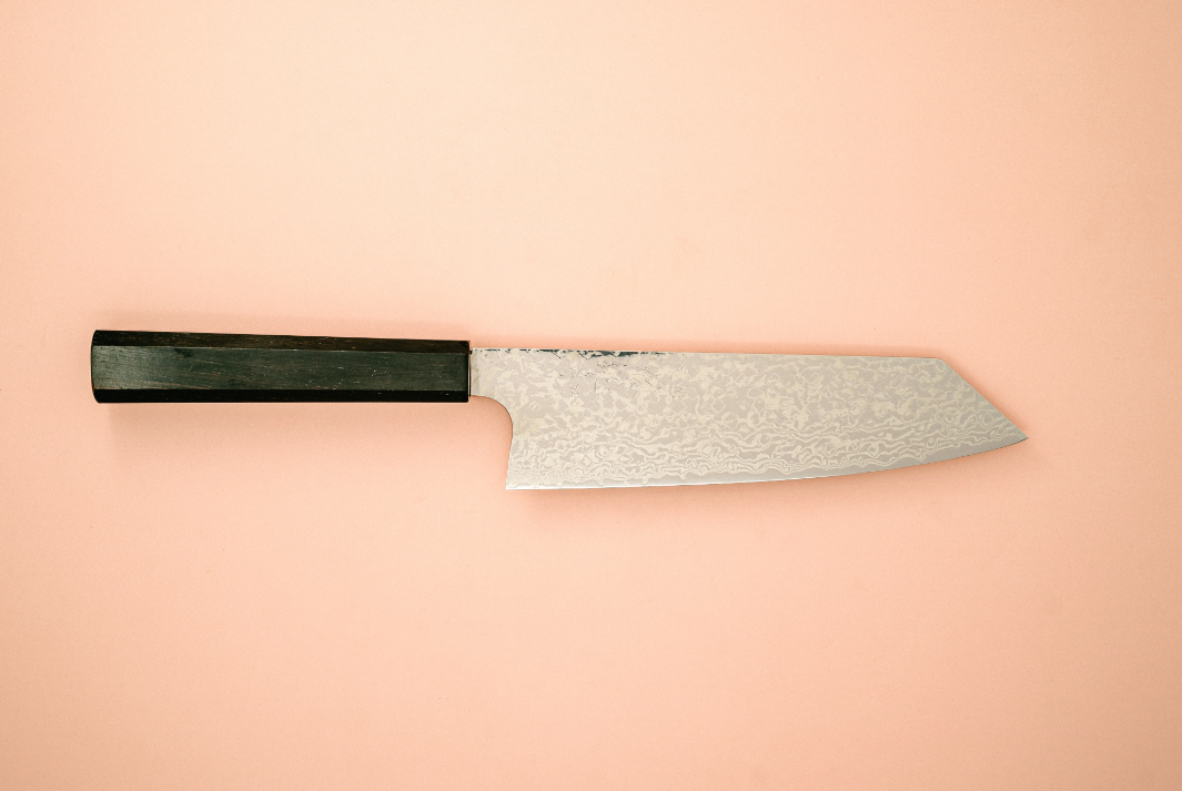 Pisau Dapur Jepang Hatsukokoro Ginga ATS-34 steel Nickel Damascus Bunka170mm