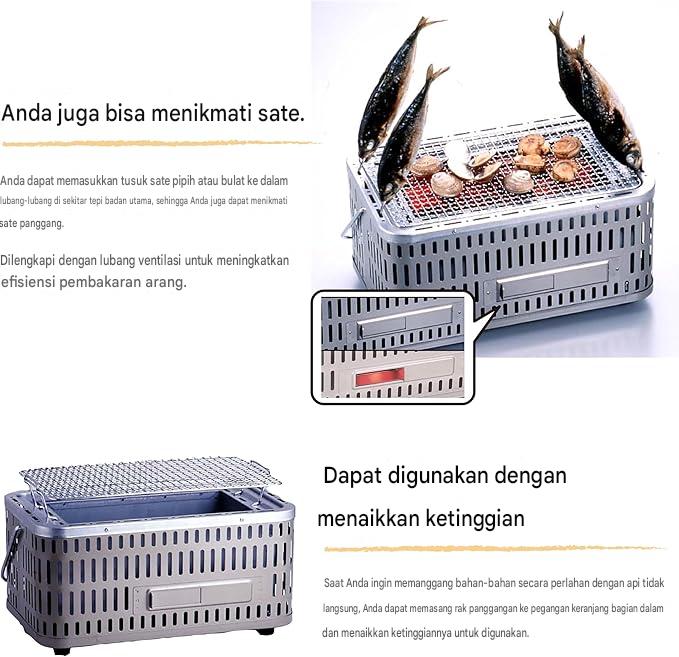 Green Life Japanese Konro Shichirin Grill Portable Stainless 39cm  (Medium)