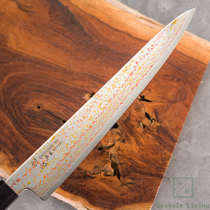 Pisau Dapur Jepang Hatsukokoro Kujaku V-Toku2 Rainbow Damascus Sujihiki270mm