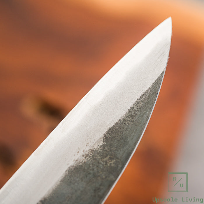 Pisau jepang Motokyuichi Petty Kurouchi 135mm White-2 Steel Chestnut Handle