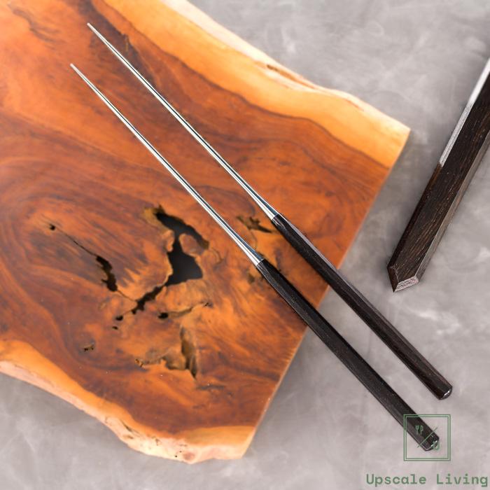 Japanese Plating Chopstick Moribashi Stainless Steel Ebony Handle 180mm