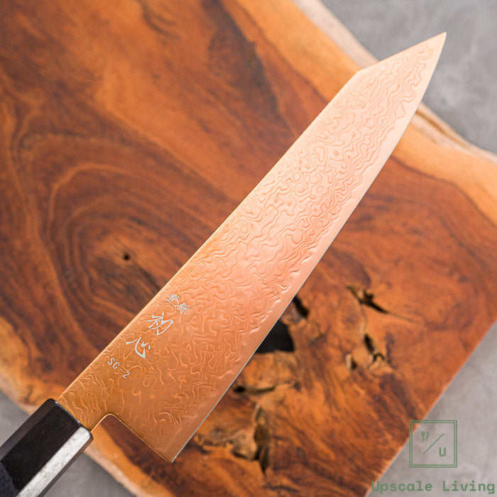 Pisau Dapur Jepang Hatsukokoro Ryuhyo Brown coating SG2 Damascus Kiritsuke Gyuto210mm