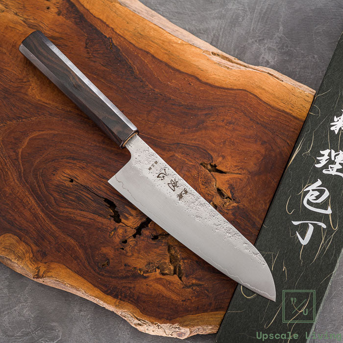 Pisau Serba Guna Jepang Hatsukokoro Ginrei Silver#3 Nashiji Santoku 170mm