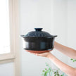 Japanese Ceramic Rice Cooker Pot Bankoyaki Ginpo Kikka 2 Cups - Brown