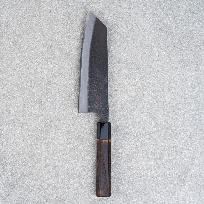 Japanese Knife Mutsumi Hinoura Shirogami#2 SS Kuro-Nashiji Bunka 180mm