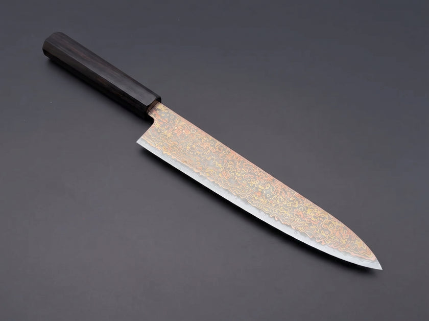 Pisau Dapur Jepang Hatsukokoro Hinotori V-Toku2 Rainbow Damascus Gyuto 210mm