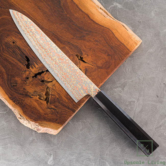 Pisau Dapur Jepang Hatsukokoro Hinotori V-Toku2 Rainbow Damascus Gyuto 210mm