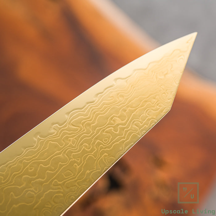 Pisau Dapur Jepang Hatsukokoro Ryuhyo Gold coating  SG2 Damascus Kiritsuke Gyuto210mm