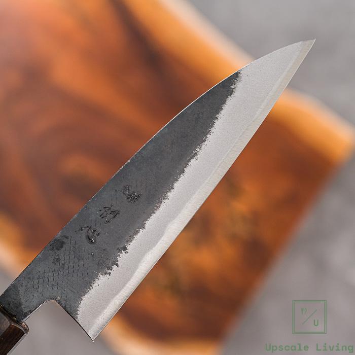 Japanese Artisan Knife Hatsukokoro Sumi AO#2 Kurouchi Petty 120mm