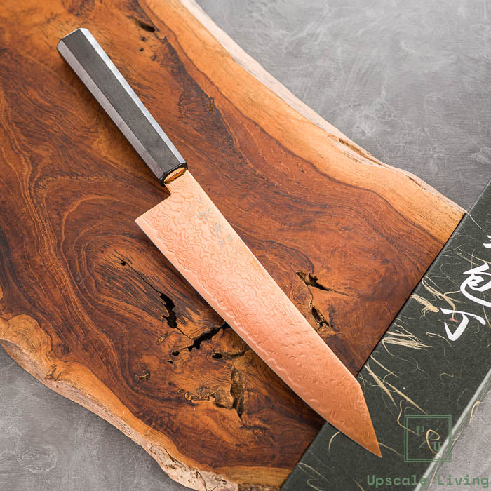 Pisau Dapur Jepang Hatsukokoro Ryuhyo Brown coating SG2 Damascus Kiritsuke Gyuto210mm