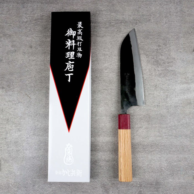 Kajibee Damascus Aogami #2 Kurouchi Santoku 165mm