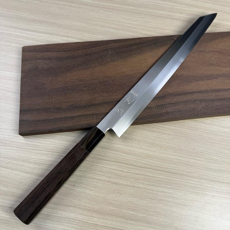 Japanese Knife Hatsukokoro Shirasagi Silver #3 Migaki Kiritsuke Yanagiba 330mm