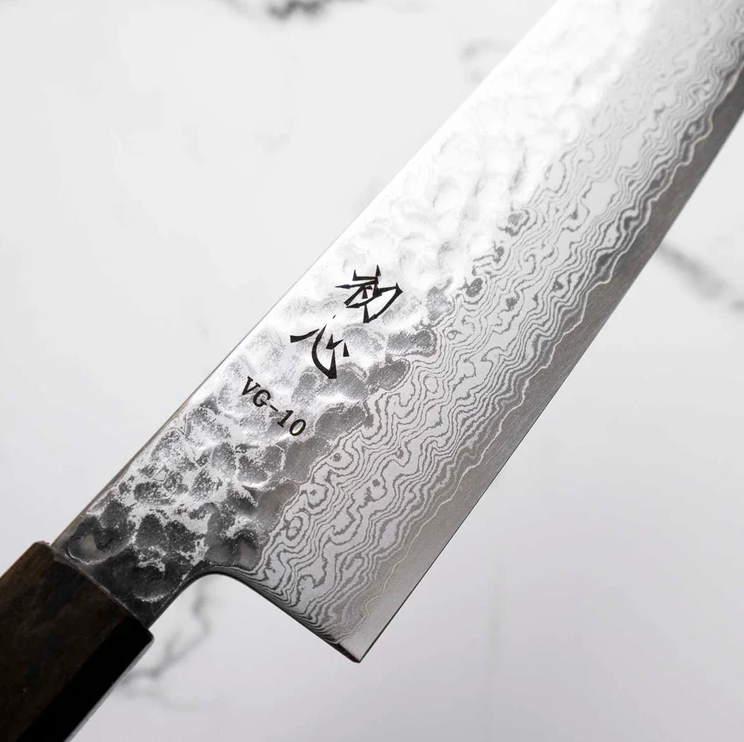 Pisau Dapur Jepang Hatsukokoro Hayabusa VG10 Damascus Tsuchime Santoku180mm