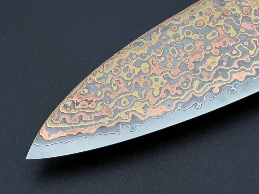 Pisau Dapur Jepang Hatsukokoro Hinotori V-Toku2 Rainbow Damascus Gyuto 210mm