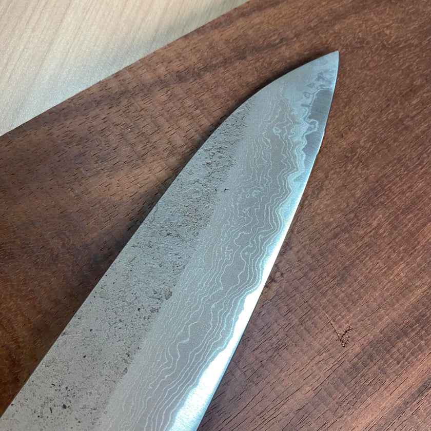 Japanese Knife Nigara x Hatsukokoro Aogami #2 Ryusui Damascus Bunka 180mm