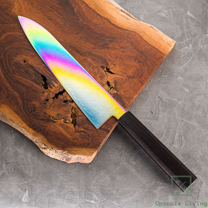 Pisau Dapur Jepang Hatsukokoro Ryuhyo Rainbow Coating SG2 Damascus Gyuto210mm