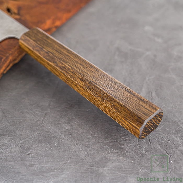 Pisau Dapur Jepang OUL Ginsan Silver#3 Nashiji  Gyuto 210mm Black Oak Handle
