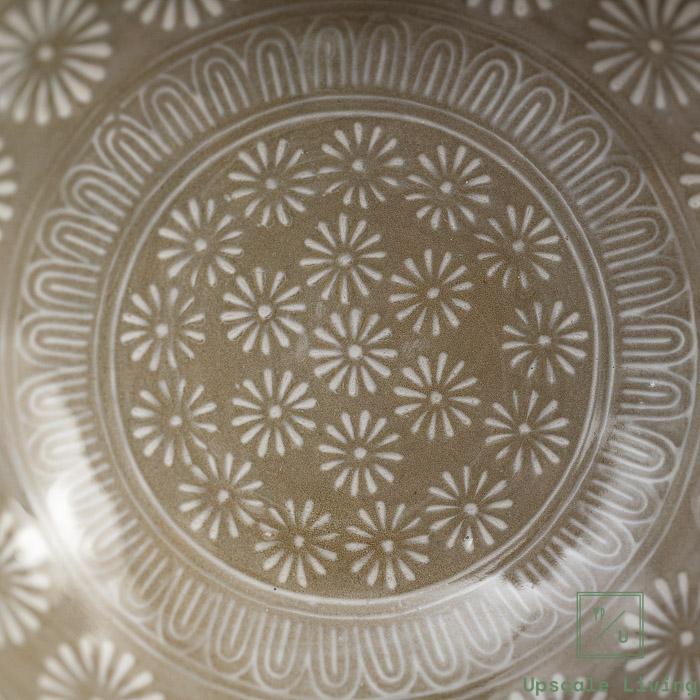 Ginpo Hana-Mishima Bankoyaki Tonsui Bowl Large White
